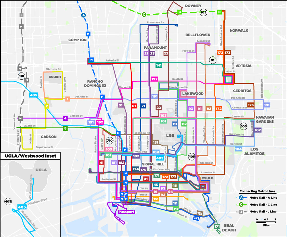 Long Beach Transit June 2022 Service Map